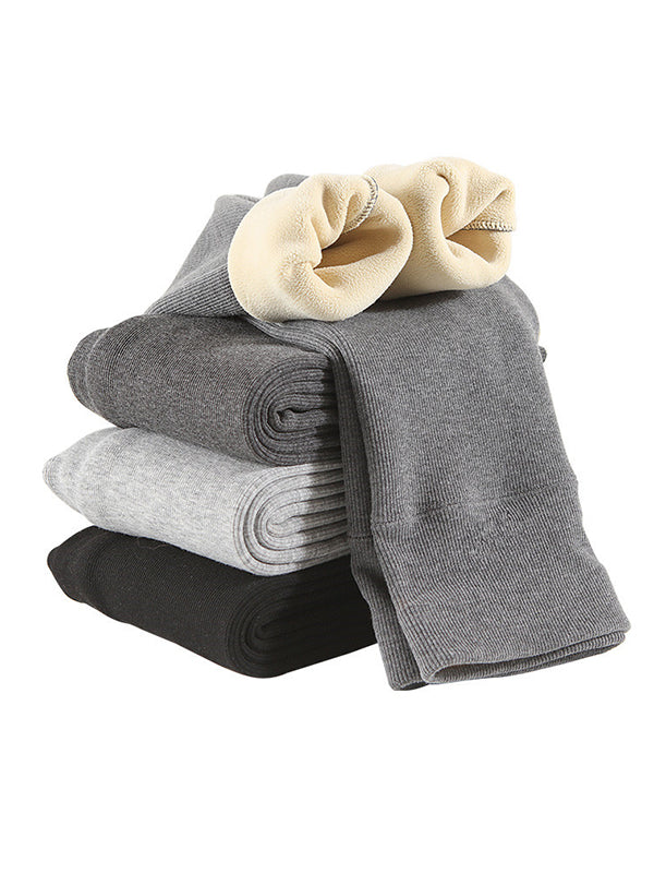 Simple Skinny Leg Keep Warm Solid Color Leggings