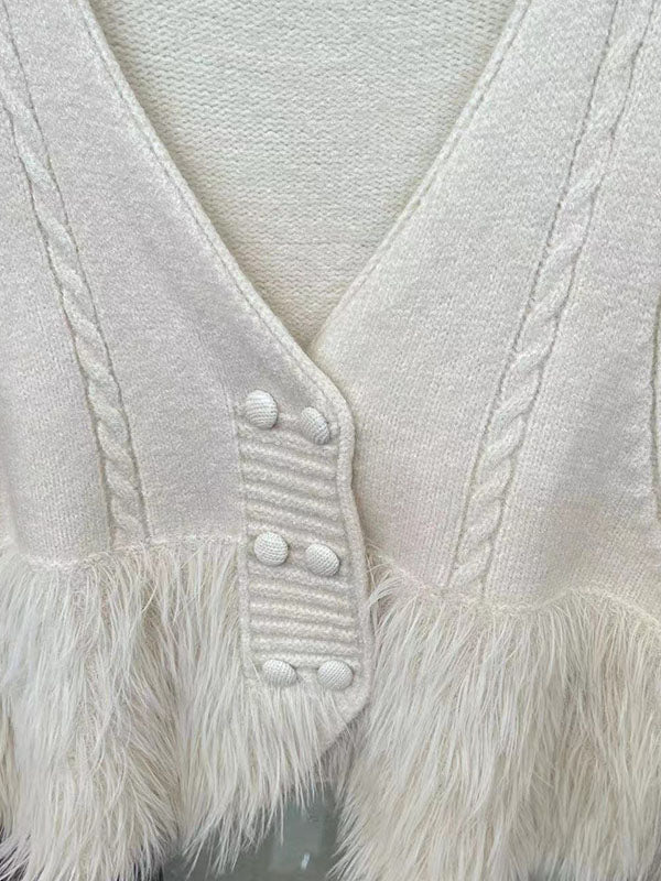 Loose Sleeveless Buttoned Solid Color Split-Joint V-Neck Vest Outerwear