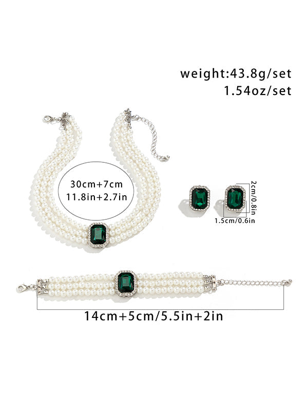 Geometric Layered Rhine Stones Bracelet Accessories + Necklaces Accessories + Earrings Accessories