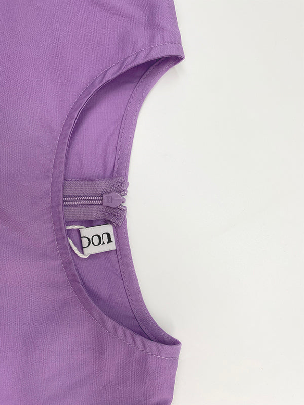 High Waisted Loose Pleated Solid Color Round-Neck Mini Dresses