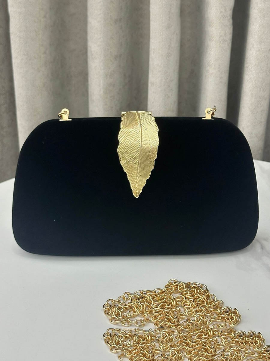 Chains Leaves Shape Lock Pleated Crossbody Bags Evening Bags & Clutches