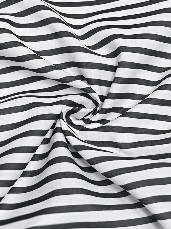 A-Line Loose Asymmetric Split-Joint Striped V-Neck Maxi Dresses Shirt Dress