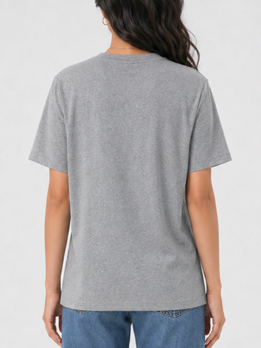 Split-Joint Contrast Color Short Sleeves Irregularity Round-neck T-Shirts Tops