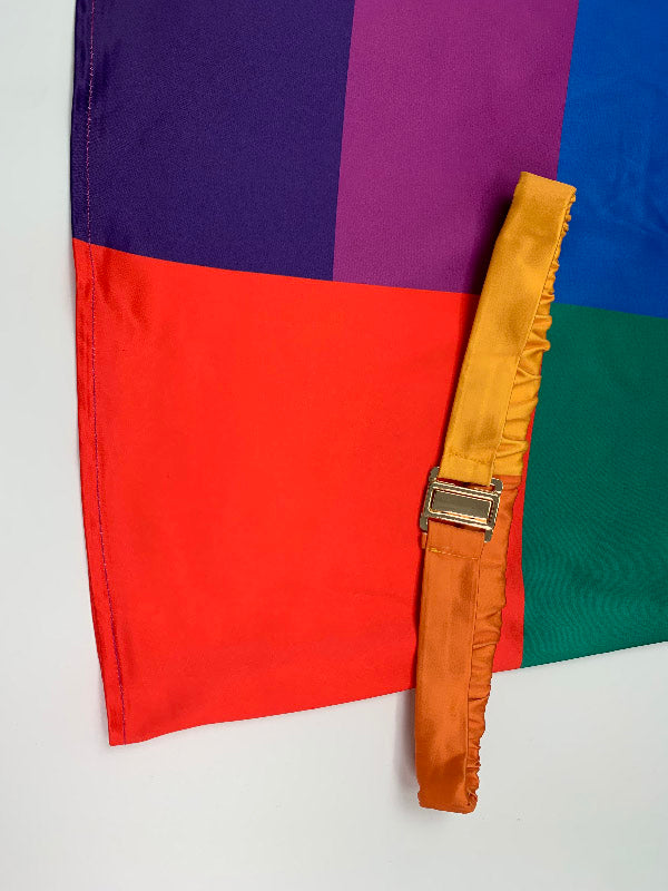 Long Sleeves Loose Colorful Striped Round-Neck Maxi Dresses