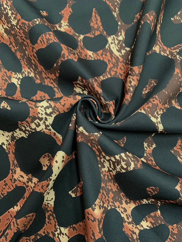 Flared Sleeves Long Sleeves Leopard Printed Round-Neck Jumpsuits