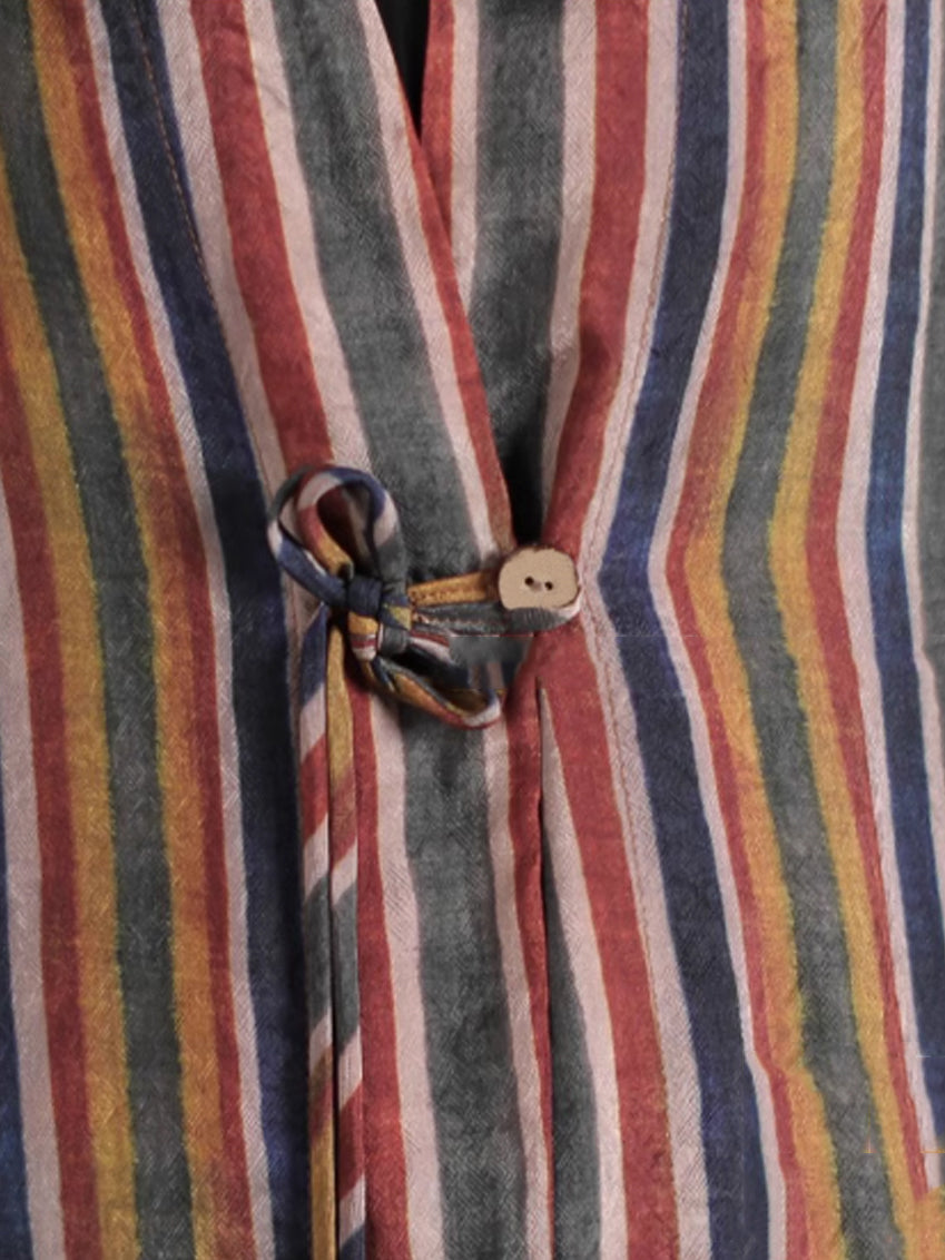 Plus Size Women Vintage Stripe Loose Long Shirt+Pants