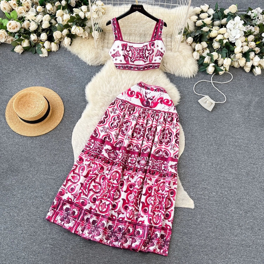 Daily Women's Vacation Printing Polyester Skirt Sets Skirt Sets