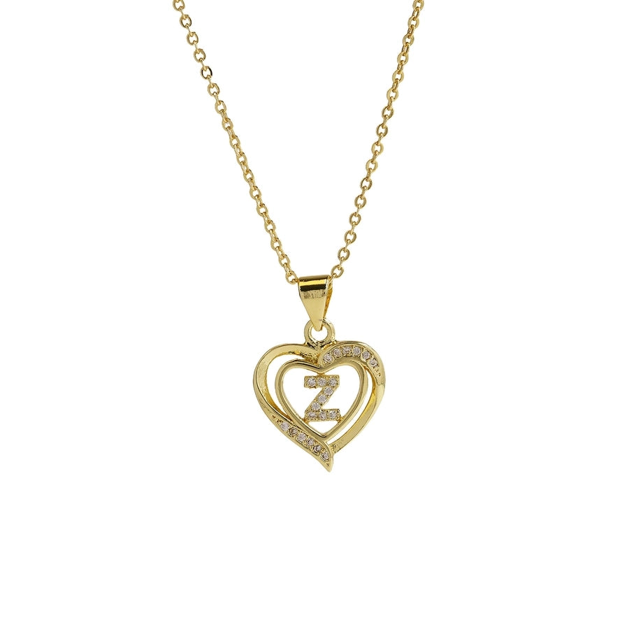 Brass cable chain Plating Letter Heart Shape Pendant Necklace