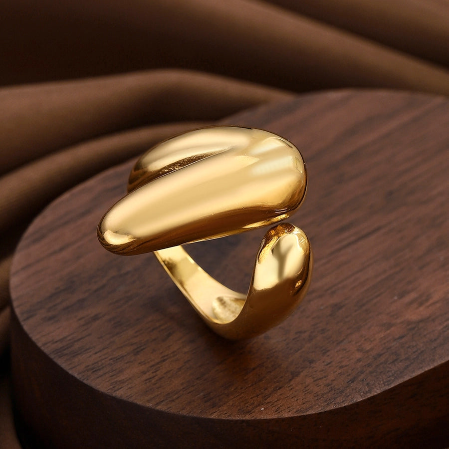 Jewelry Elegant Classical Vintage Style Geometric Water Droplets 316L Stainless Steel Titanium Steel Wide Band Rings Open Rings