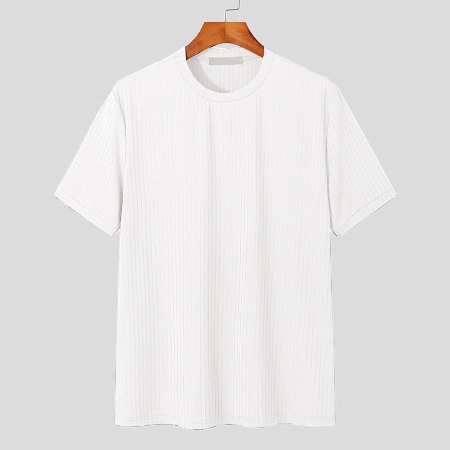 Men's Solid Color Simple Style Round Neck Short Sleeve Loose Men's T-shirt