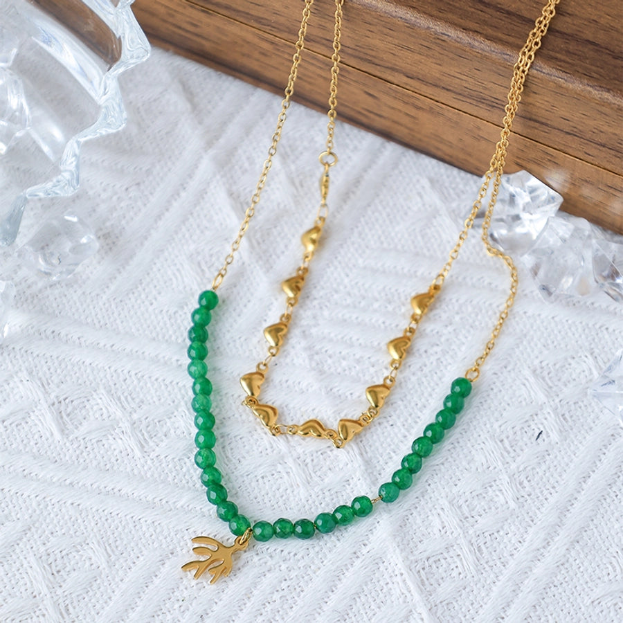 Jewelry Sweet Classic Style Commute Sun Palm Heart Shape 304 Stainless Steel 14K Gold Plated Pendant Necklace