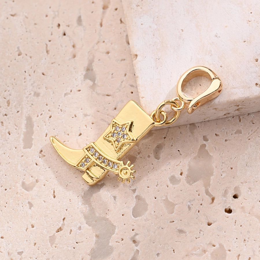 1 Pc/Package 16x16mm 17.5x11.5mm 23x14mm 5.5x4mm Copper Zircon 18K Gold Plated Rainbow Key Shoe Polished Pendant Jewelry Accessories