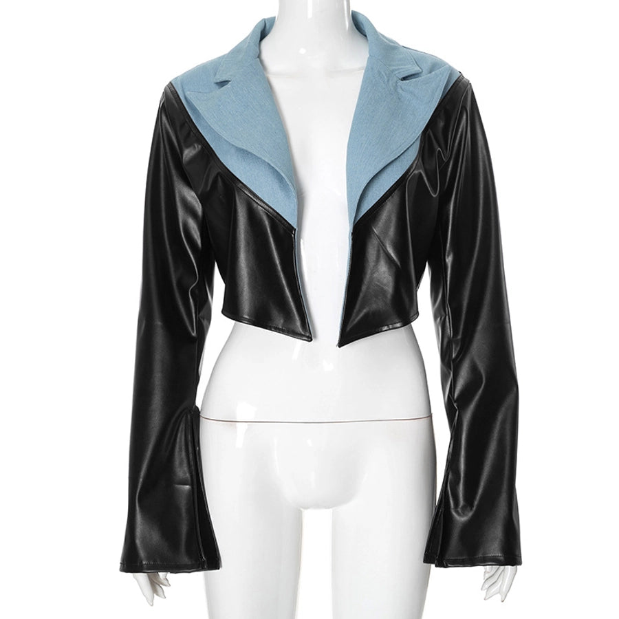 Women's Streetwear Color Block Zipper Coat Casual Jacket