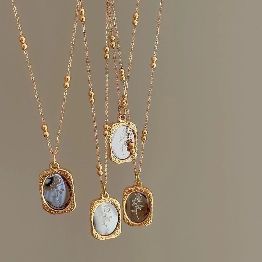 vintage style rose flower stainless steel titanium steel plating pendant necklace