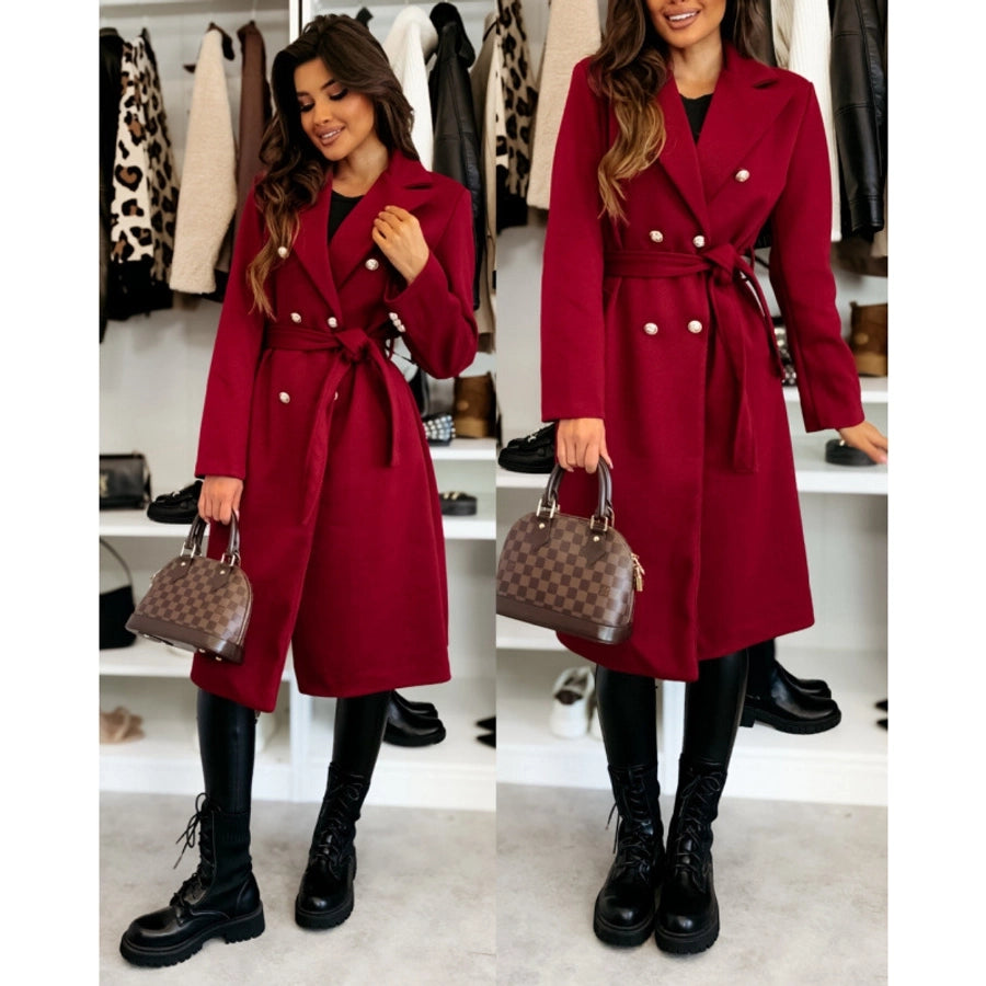 Women's Vacation Simple Style Solid Color Double Breasted Woolen Coat