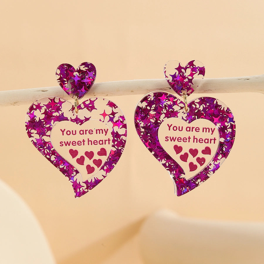 1 Pair Cute Exaggerated Heart Shape Handmade Arylic Drop Earrings