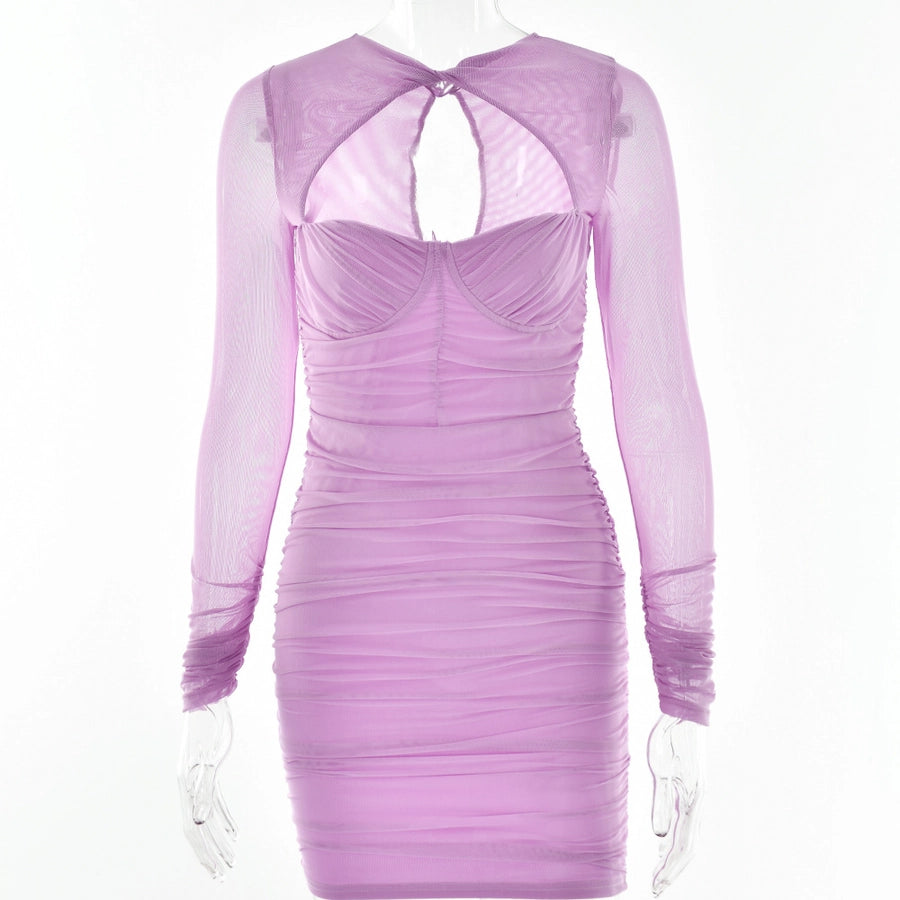 women's bodycon dress sexy long sleeve solid color short mini dress banquet