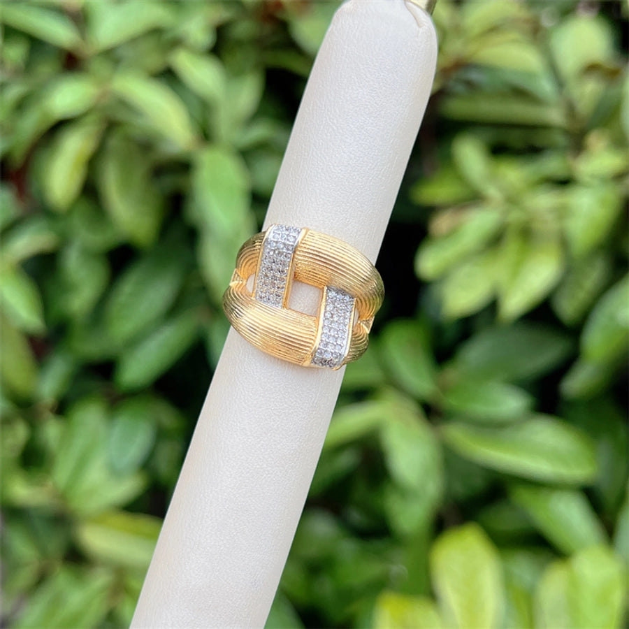 Copper 18K Gold Plated Geometric Zircon Open Rings