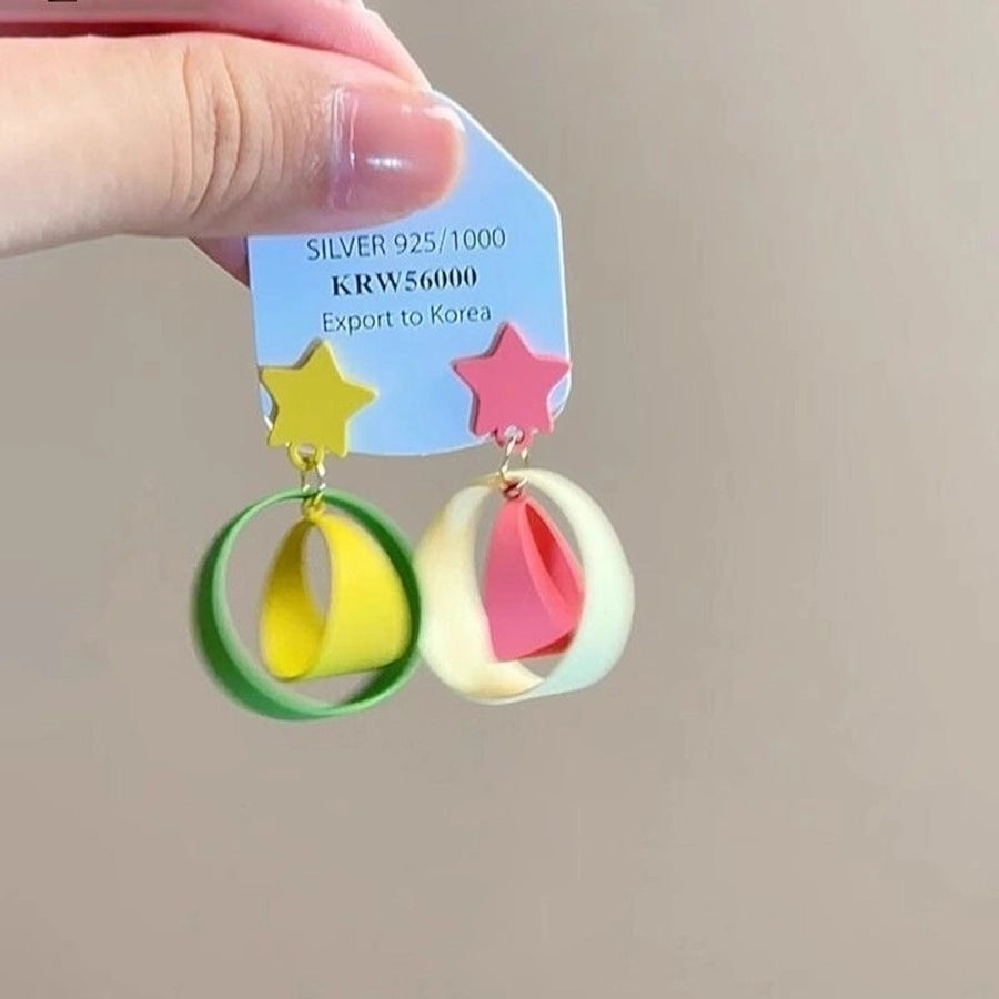 1 Pair IG Style Circle Star Asymmetrical Alloy Drop Earrings Ear Cuffs