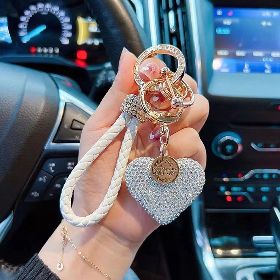 hot sale women's car keychain full diamond peach heart key chain Valentine's Day love keychain bag pendant