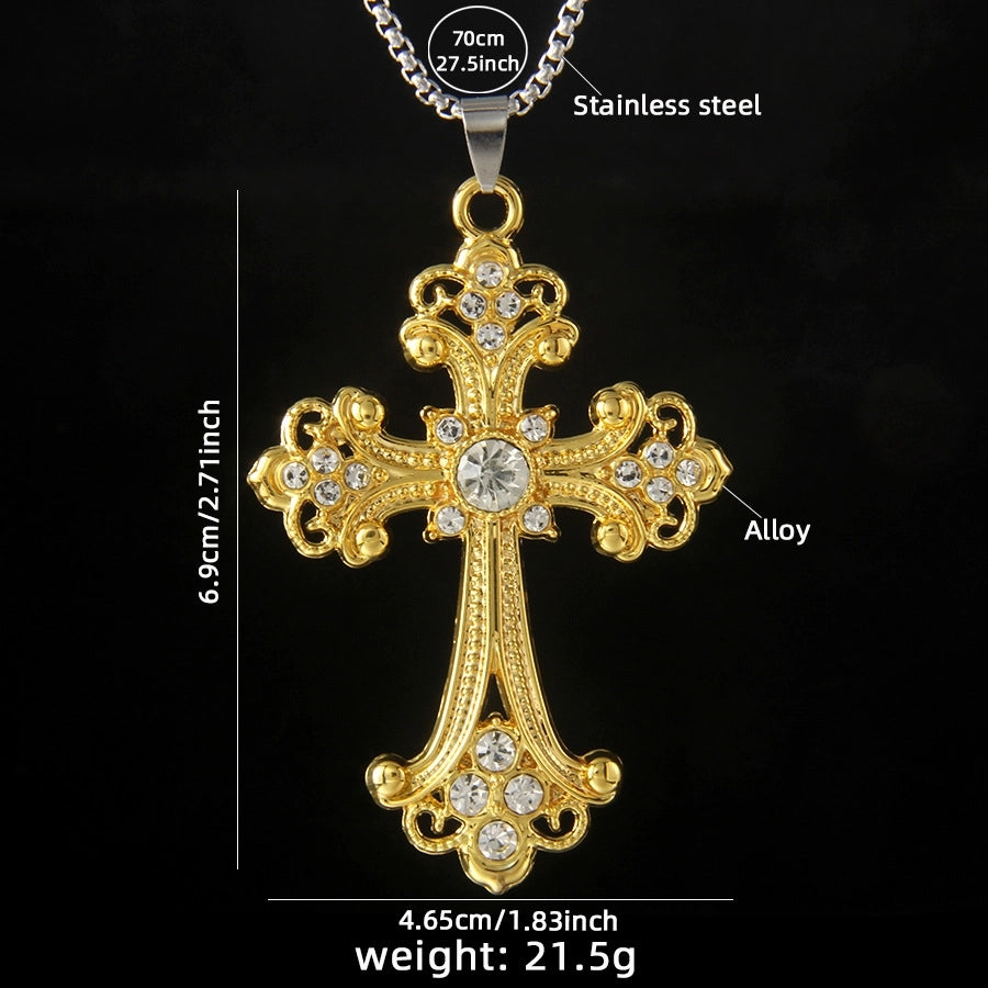 Hip-Hop Vintage Style Cross 201 Stainless Steel Alloy Plating Unisex Pendant Necklace
