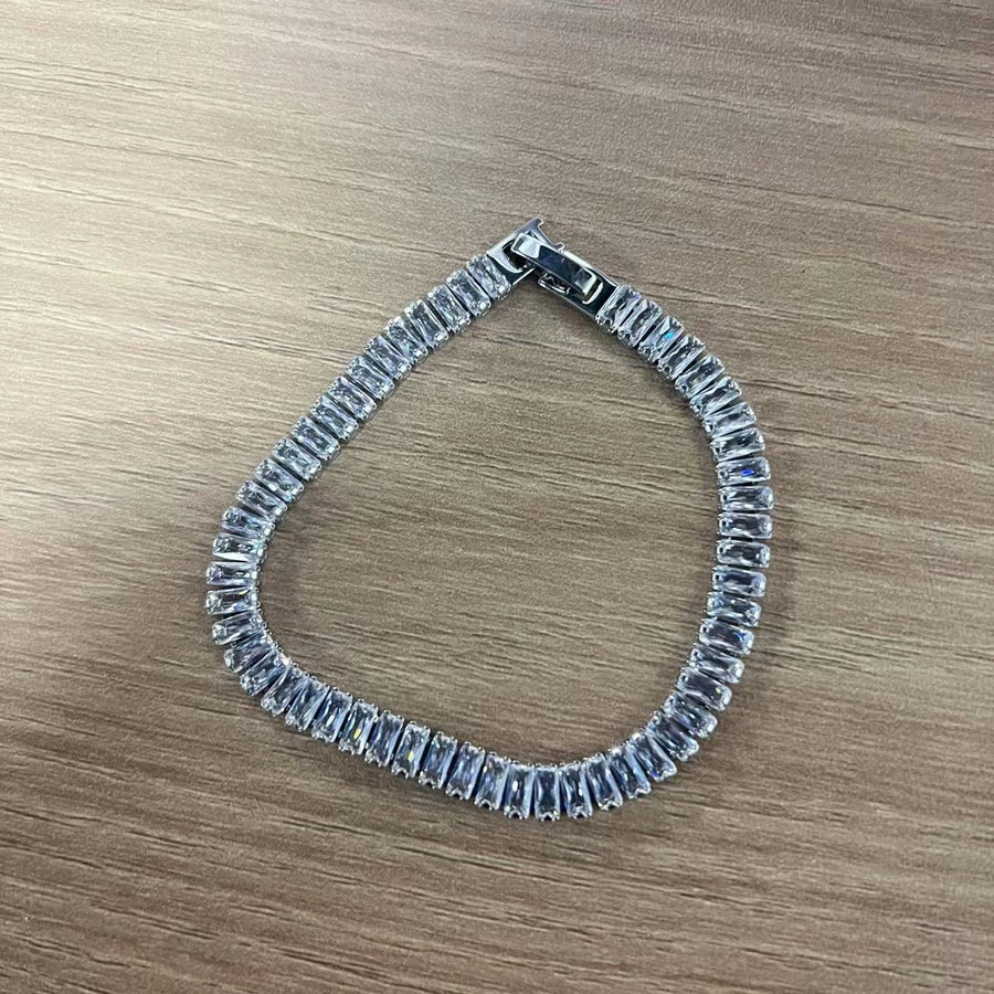 Jewelry Elegant Simple Style Commute Geometric Copper Zircon 14K Gold Plated Bracelets