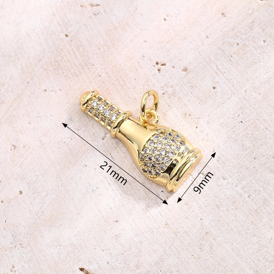 1 Pc/Package 14x7mm 18x11mm 21x9mm Hole 3~3.9mm Copper Zircon 18K Gold Plated Wine Glass Wine Bottle Polished Pendant Jewelry Accessories