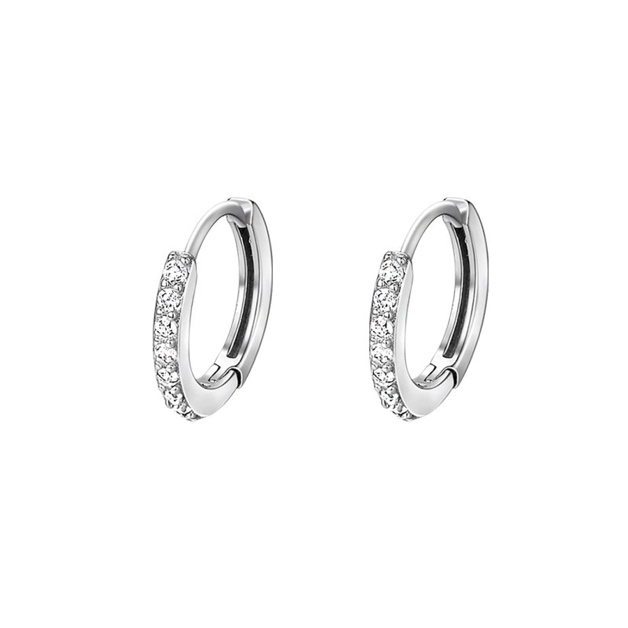 1 Pair S999 Silver Zircon 925 Sterling Silver Earrings Geometric Earrings