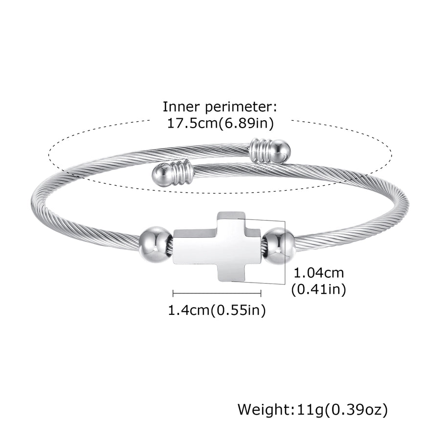 Religion Punk Cross 304 Stainless Steel 18K Gold Plated Bangle In Bulk