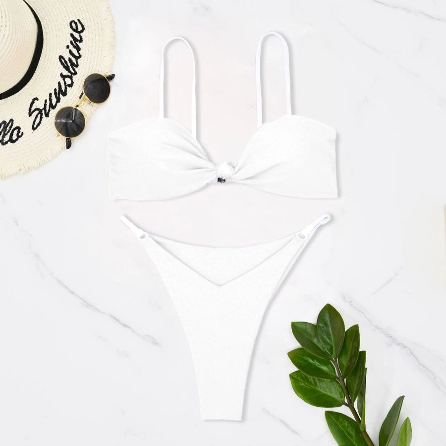 Women's Solid Color 2 Pieces Set Bikinis Swimwear