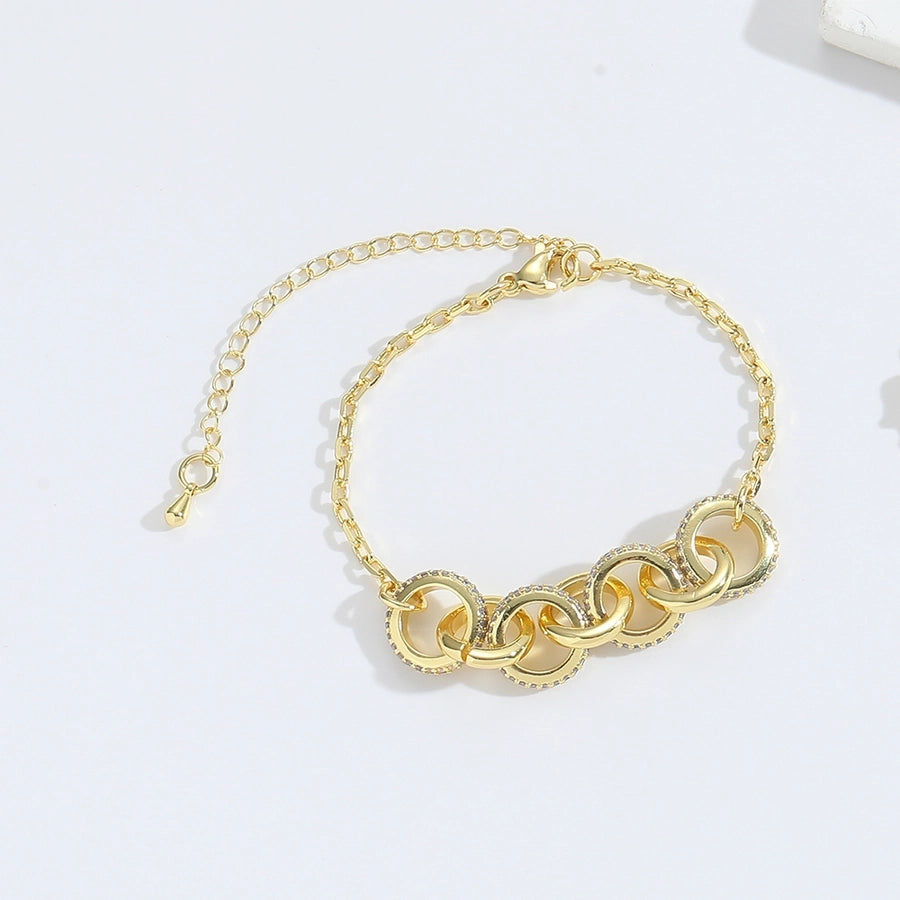 Jewelry Elegant Simple Style Commute Devil's Eye Copper Zircon 14K Gold Plated Bracelets