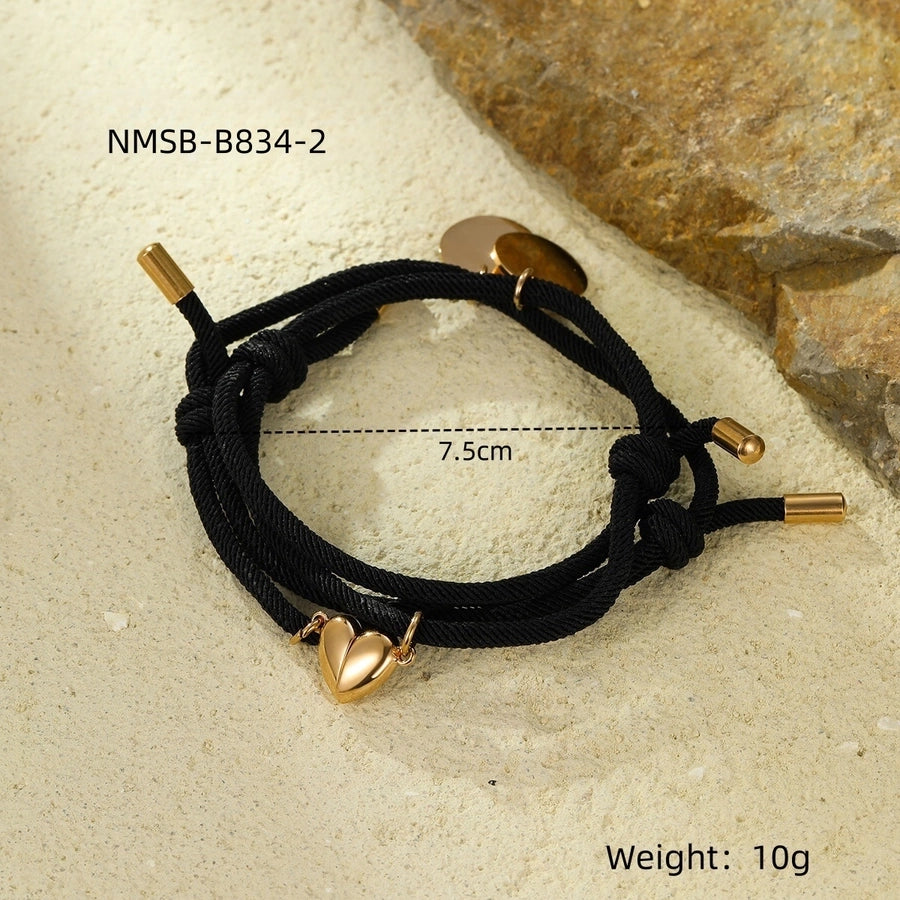 Lady Heart Shape 304 Stainless Steel rope Woven Chain String Bracelets