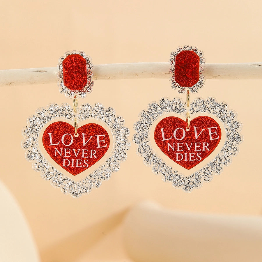 1 Pair Cute Exaggerated Double Heart Heart Shape Handmade Arylic Drop Earrings