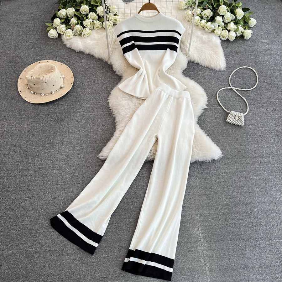 Daily Women's Casual Stripe Polyester Pants Sets Pants Sets