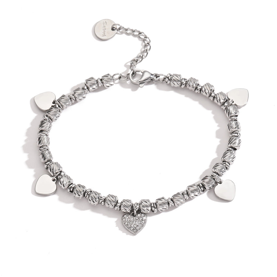 Retro Simple Style Color Block Heart Shape Solid Color 304 Stainless Steel Bracelets In Bulk Stainless Steel Bracelets