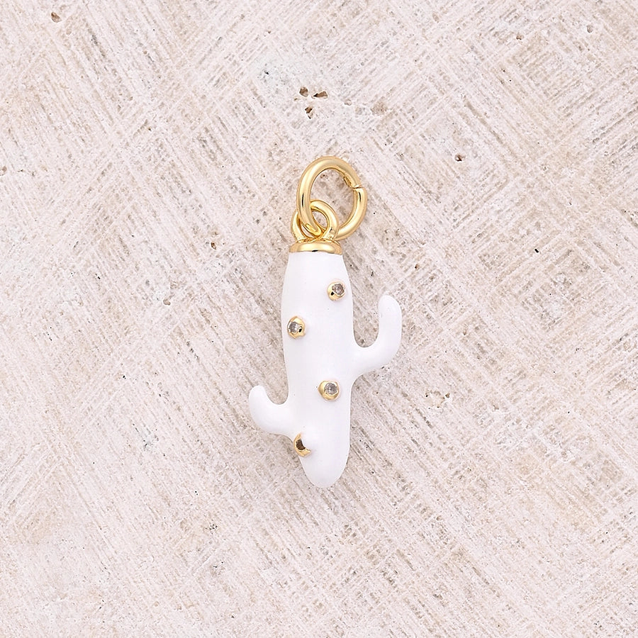 1 Pc/Package 16.5x9mm Hole 3~3.9mm Copper Zircon 18K Gold Plated Cactus Polished Pendant Jewelry Accessories