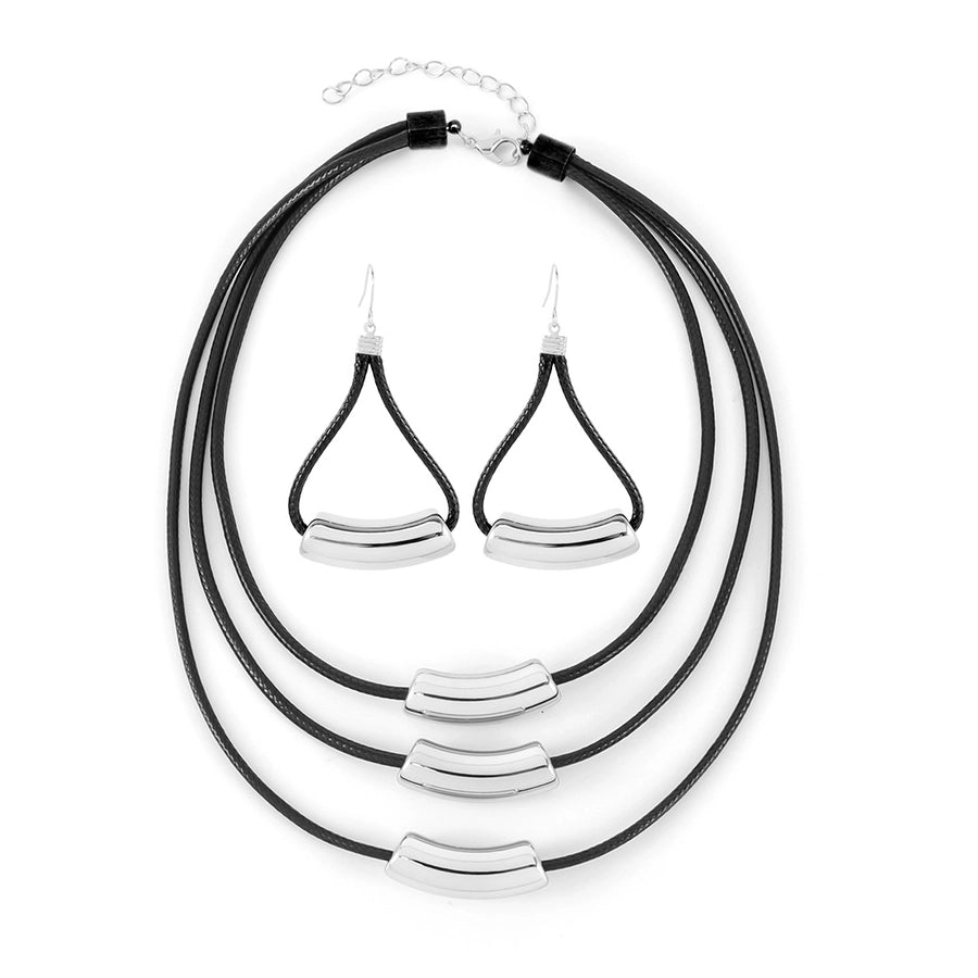 Retro Punk Geometric Arylic rope Woven Chain Layered Necklaces