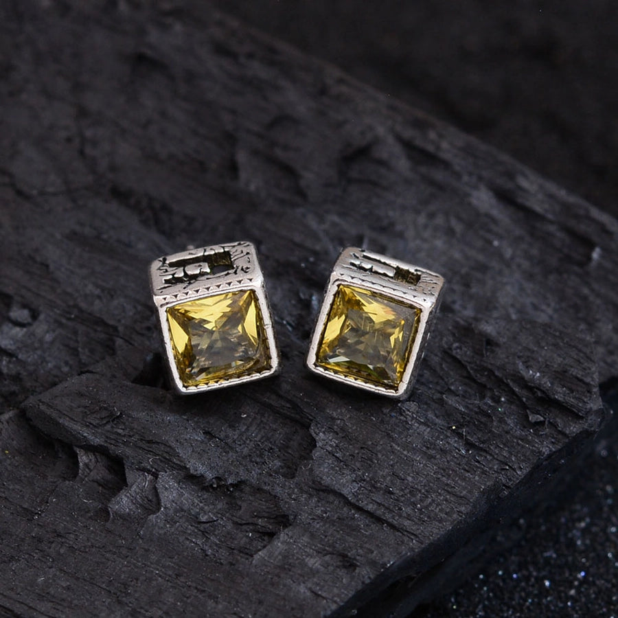 1 Pair Hip-Hop Vintage Style Square Inlay Copper Zircon Ear Studs