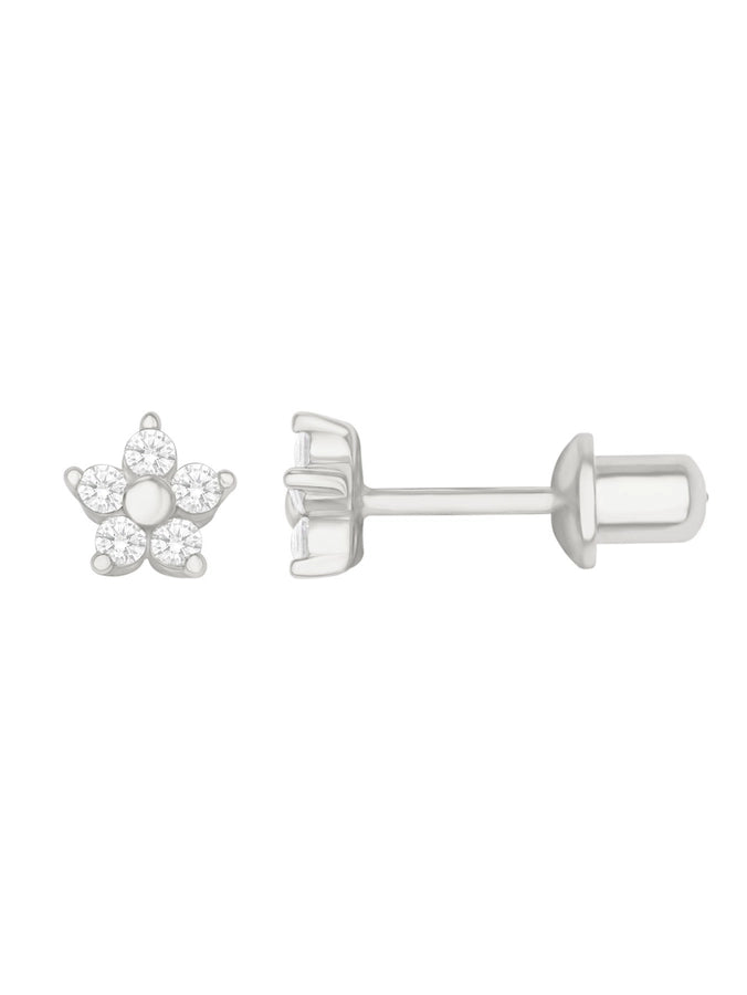 1 Pair 18K Gold Plated Silver Plated 925 Sterling Silver Zircon 925 Sterling Silver Earrings Flower Ear Studs