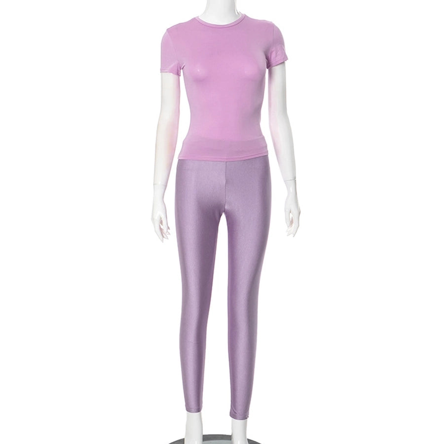 Daily Women's Streetwear Solid Color Spandex Polyester Pants Sets Pants Sets