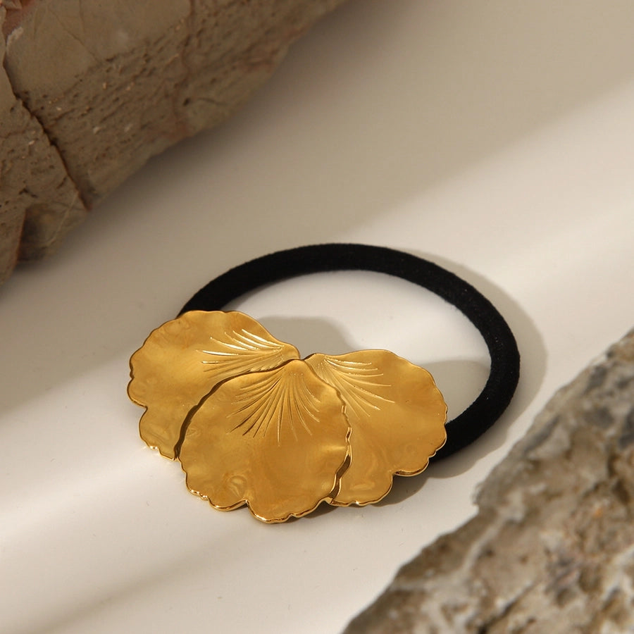 Women's Hip-Hop Ethnic Style Korean Style Ginkgo Leaf 304 Stainless Steel Elastic Band Hair Tie