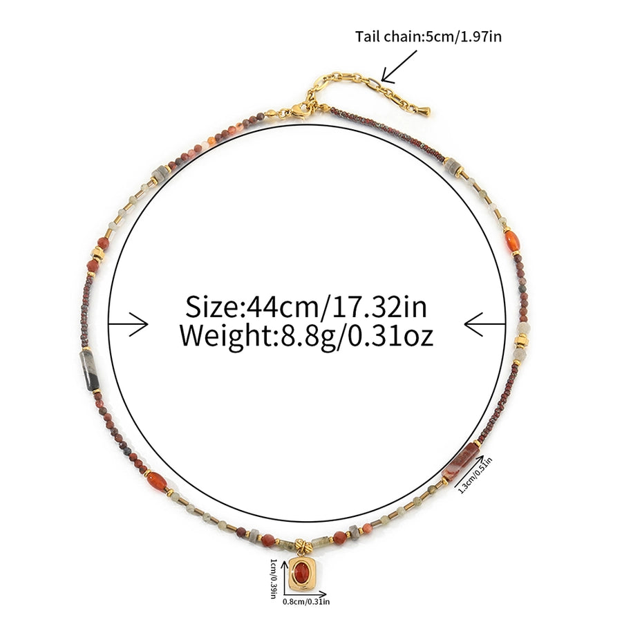 Casual Luxurious Irregular 304 Stainless Steel Czech Beads Red Jasper Beaded Chain Beaded Necklaces