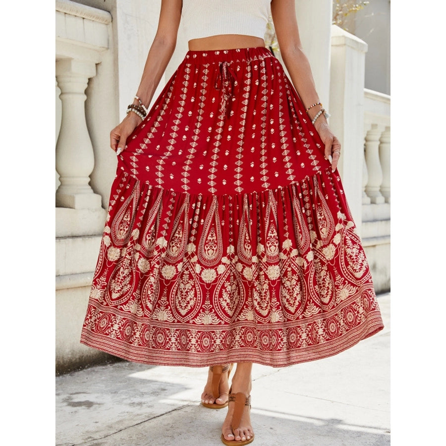 Summer Vacation Printing Polyester Maxi Long Dress Skirts