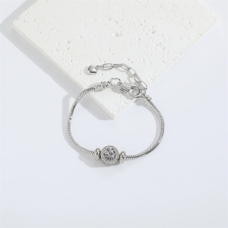 Jewelry Elegant Simple Style Commute Cross Copper Zircon White Gold Plated Bracelets