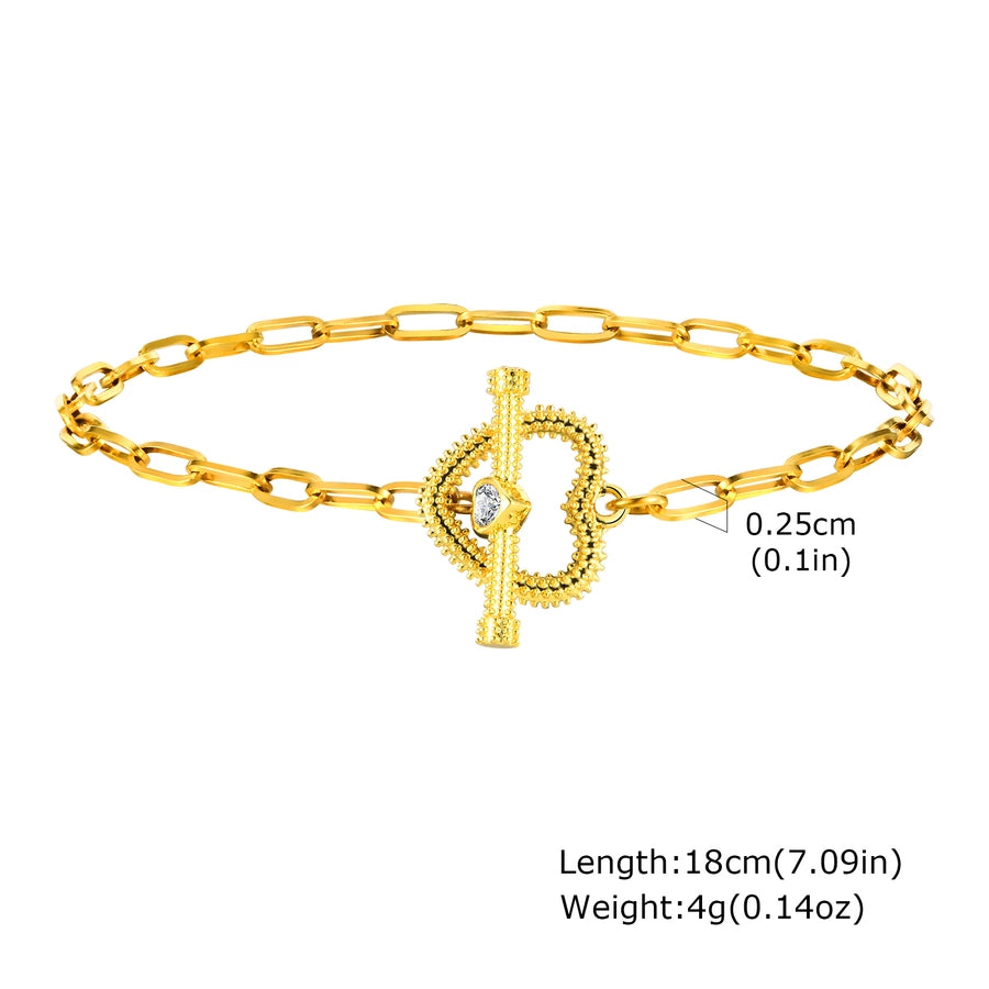 Jewelry IG Style Flower 201 Stainless Steel Copper Zircon 18K Gold Plated Bracelets