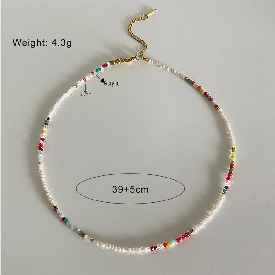 Casual Vintage Style Fish 18K Gold Plated 316L Stainless Steel Arylic Beaded Chain Beaded Necklaces