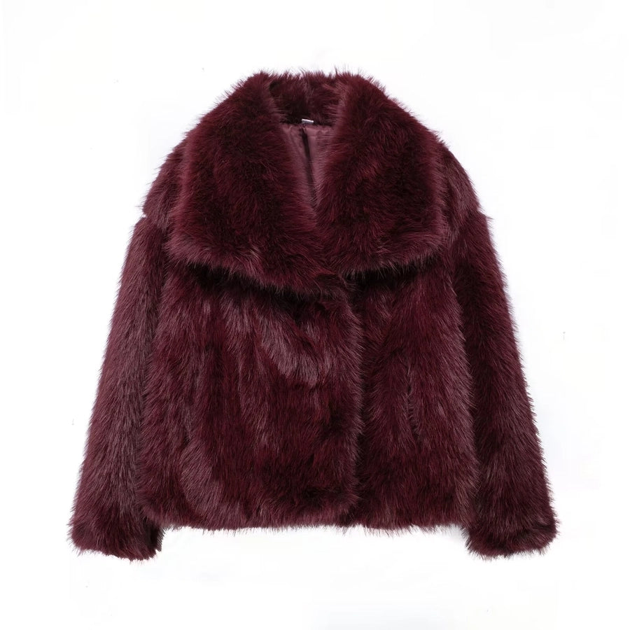 Women's Elegant Solid Color Coat Faux Fur Coat
