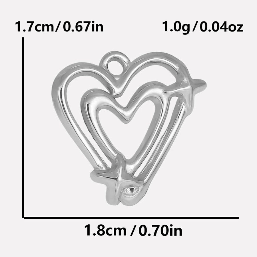 1 Piece 17*18 304 Stainless Steel 18K Gold Plated Heart Shape Pendant Jewelry Accessories
