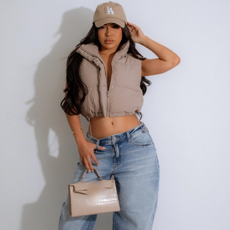 Women's Casual Solid Color Zipper Vest