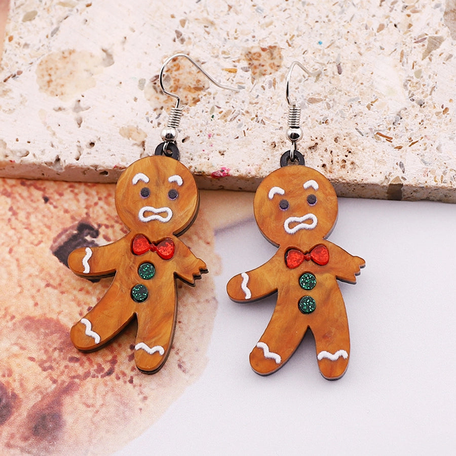 1 Pair Cute Gingerbread Arylic Drop Earrings